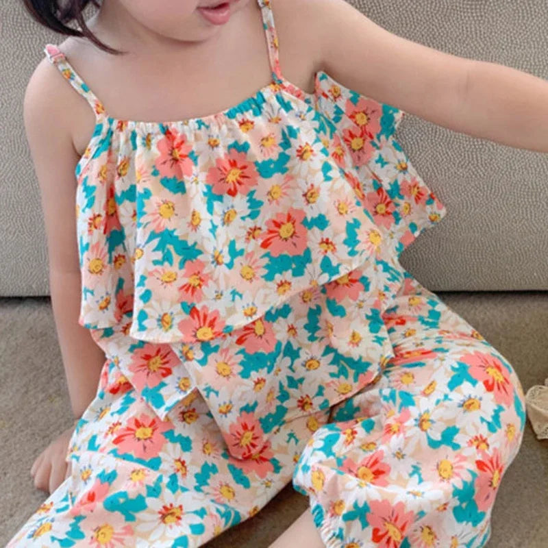 Baby Girls' Floral Vest & Mosquito Pants Set