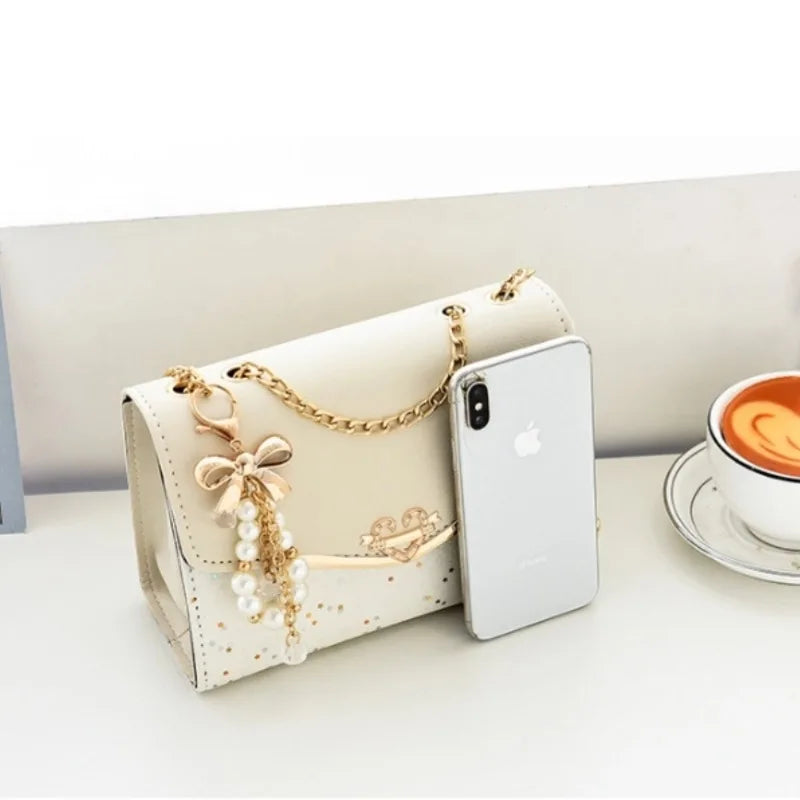Korean Crossbody Bag with Pendant Chain