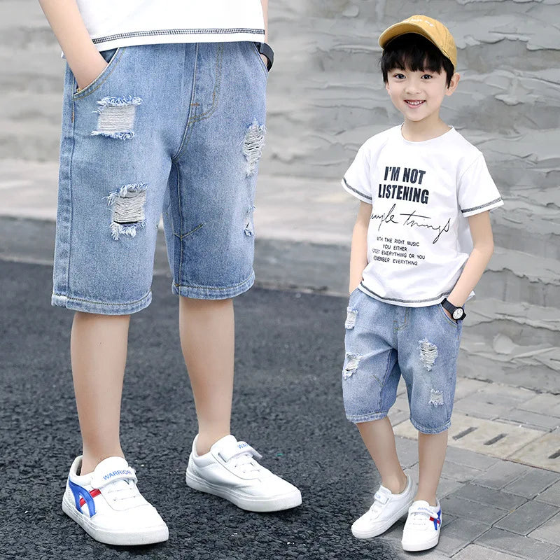 Boys' Casual Ripped Denim Shorts