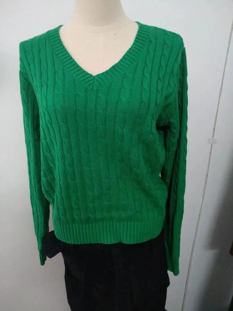 Brandy Mandy Women's V-Neck Crop Sweater