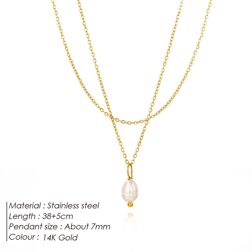 Minimalist Freshwater Pearl Double Layer Necklace
