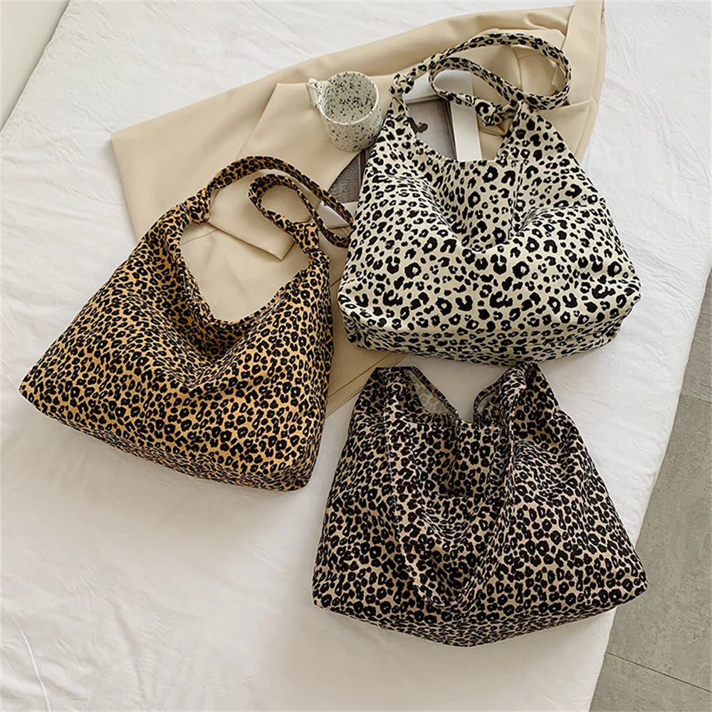 Luxury Leopard Print Canvas Tote Bag