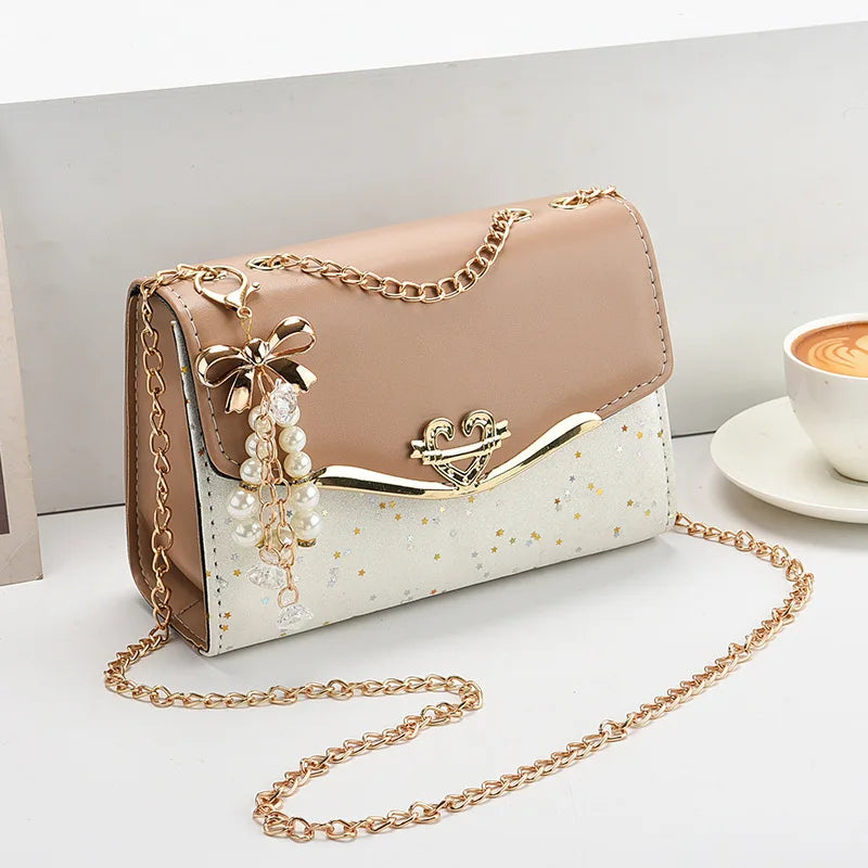 Korean Crossbody Bag with Pendant Chain