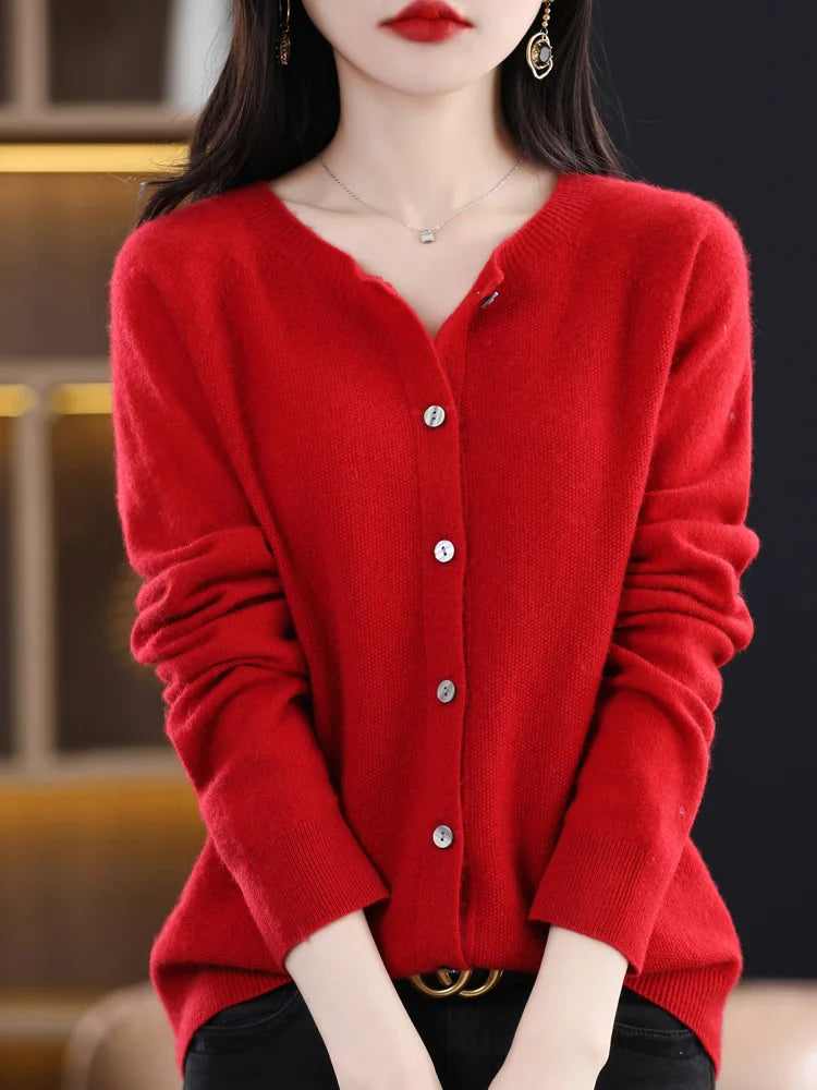 Addonee Women's 100% Merino Wool Cardigan