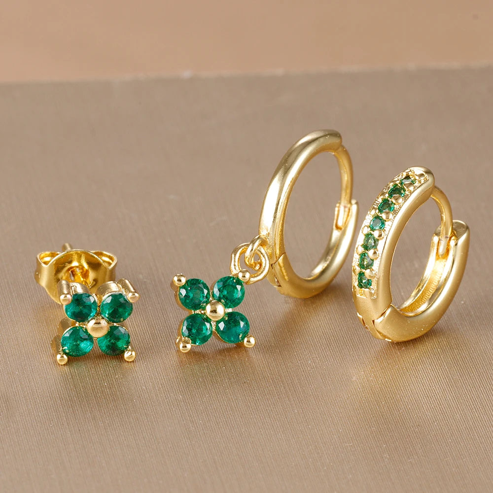 3PCS Korean Stainless Steel Hoop Earrings Set