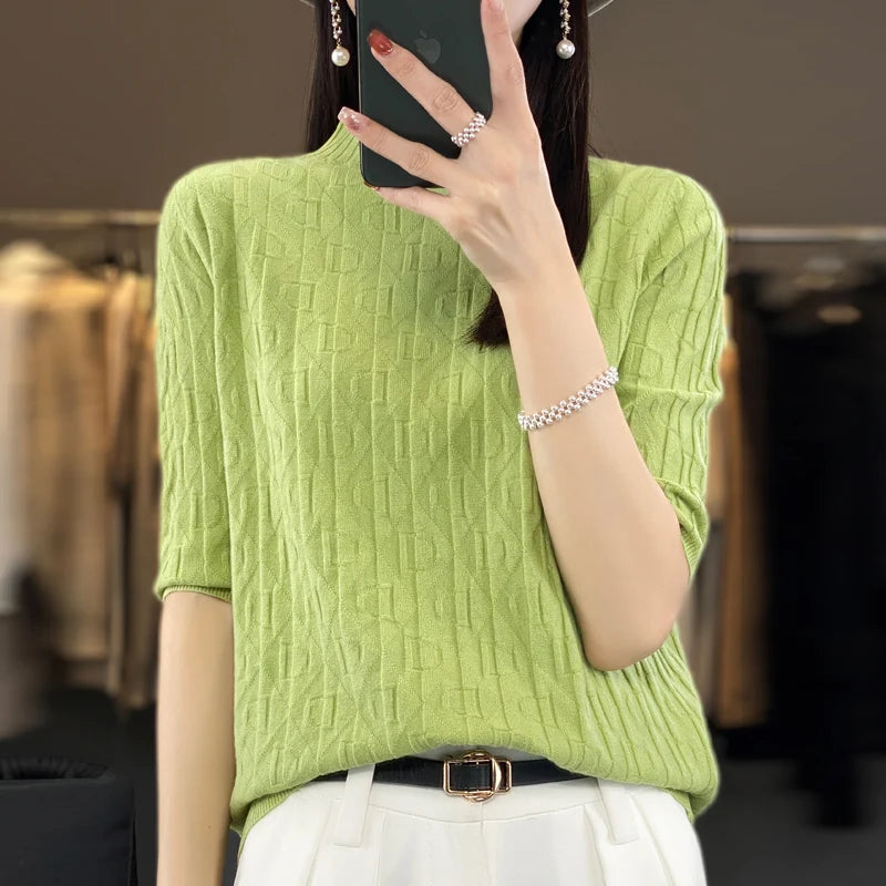 Women’s Diamond Letter Design Knit Sweater
