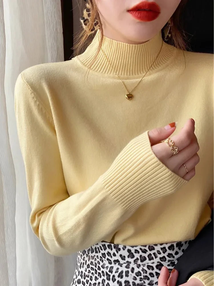 Chic Turtleneck Knitted Sweater for Women