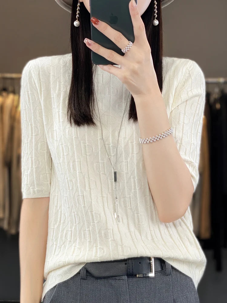 Women’s Diamond Letter Design Knit Sweater