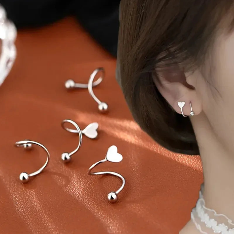 2PCS Stainless Steel Spiral Stud Earrings