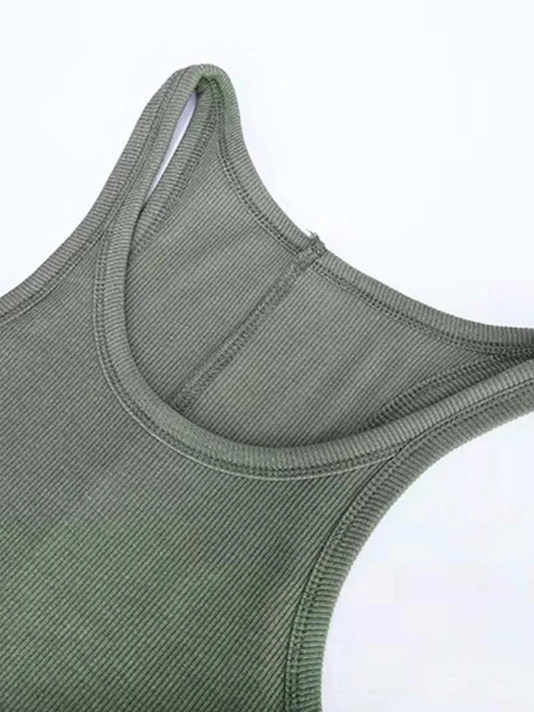 Solid Ribbed Knitted Tank Top