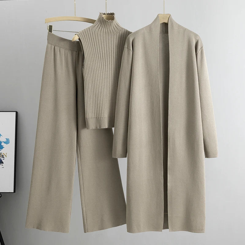 Women’s 3-Piece Knitted Cardigan Tracksuit
