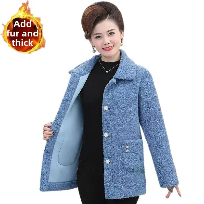 Women’s Fleece Lined Lamb Fur Jacket