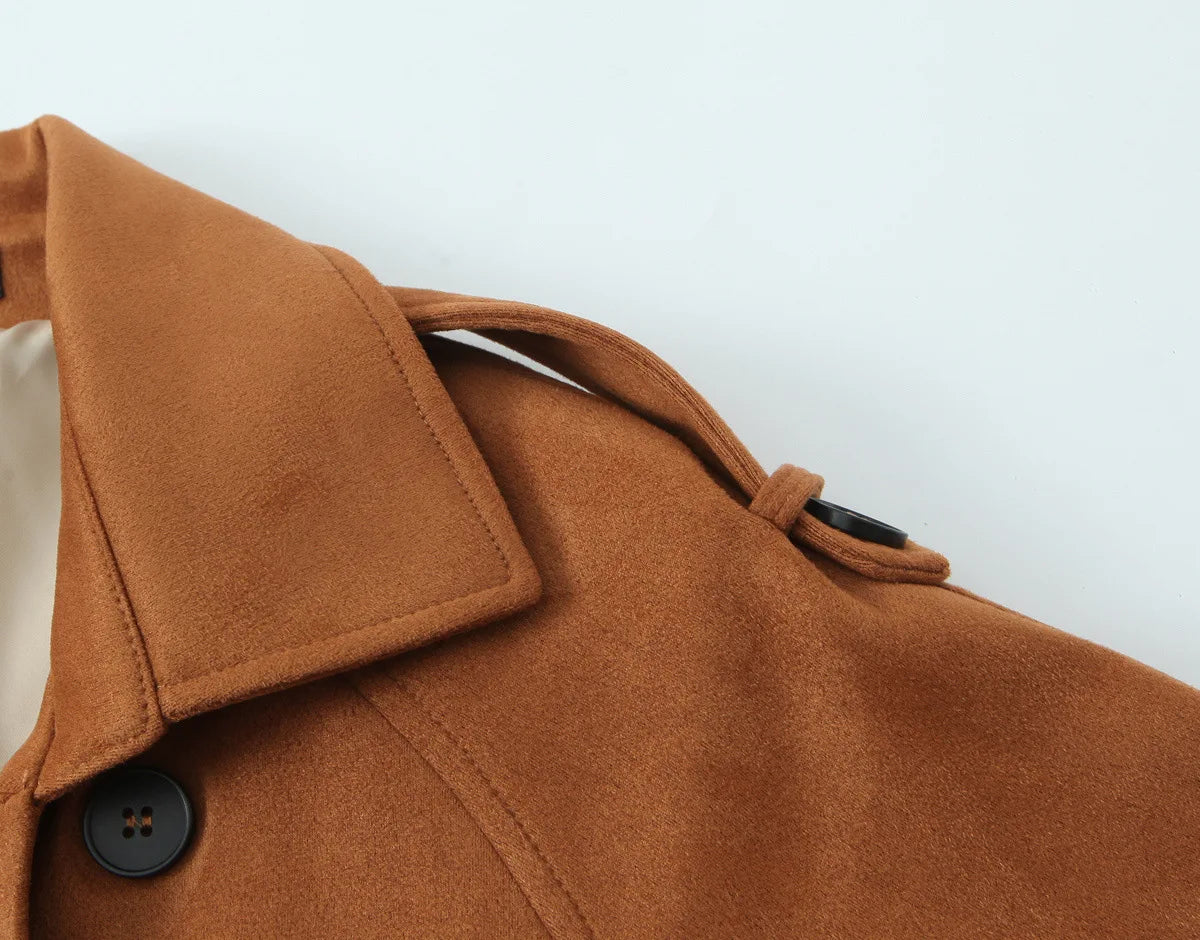 Autumn Winter Women Vintage Suede Jacket Coat