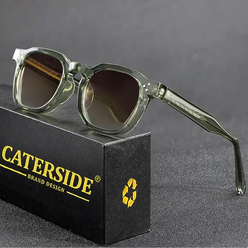 CATERSIDE Retro Punk Square Sunglasses 2 Pieces