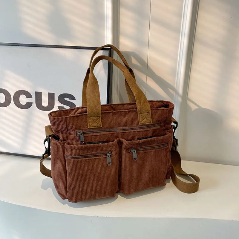Velvet Corduroy Large Capacity Shoulder Bag