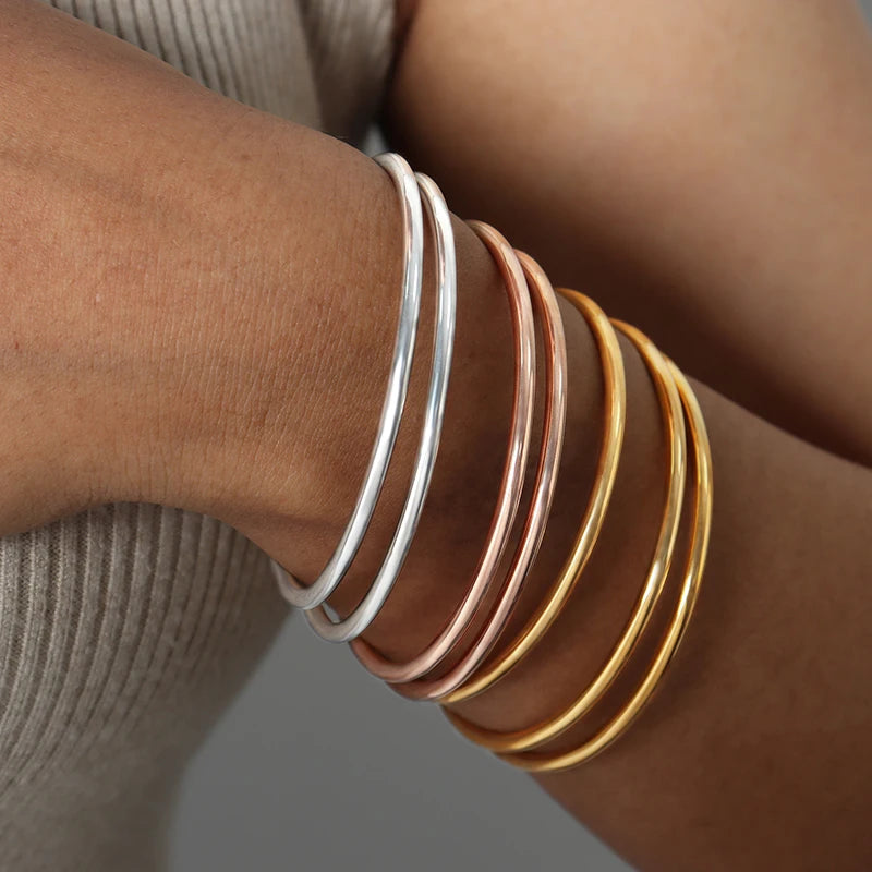 Stainless Steel Gold Round Minimalist Bracelet