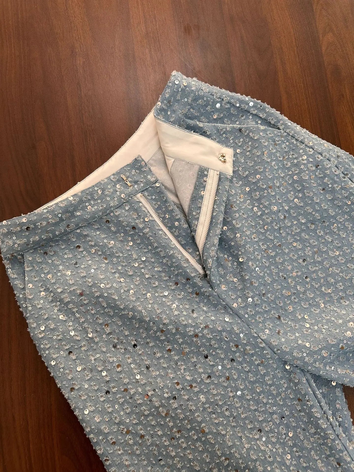 Women's Sequin Slim Fit Strapl Wide Leg Pants Set Faionable Two-Piece Suit Long Pants Suite Bright Sparkling Par Wear