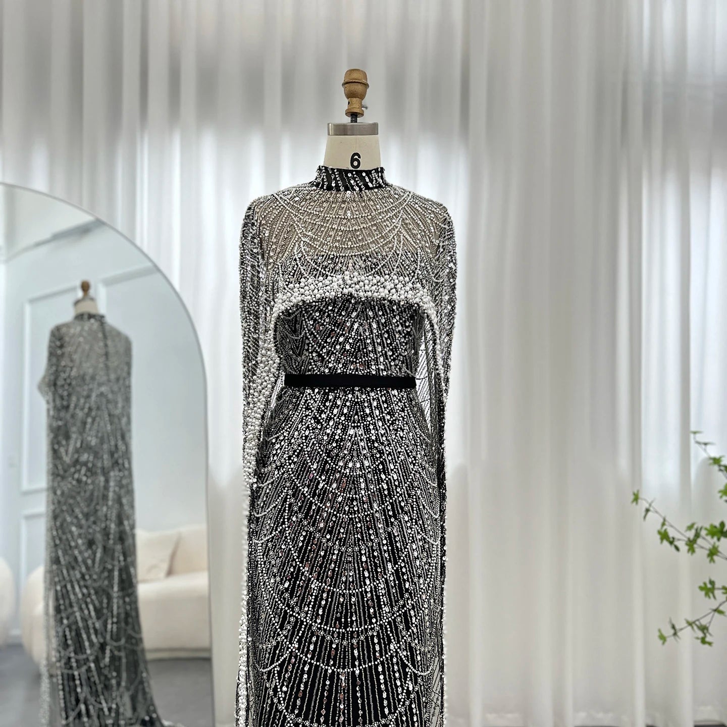 Sharon Said Luxury Pearls Dubai Champagne Evening Dresses