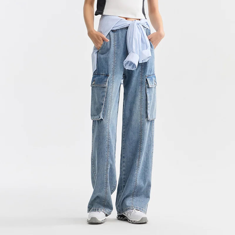 Semir Jeans Women High-Street Style Wide-leg Trousers Summer 2024 New Version Workwear Trousers Trendy and Cool