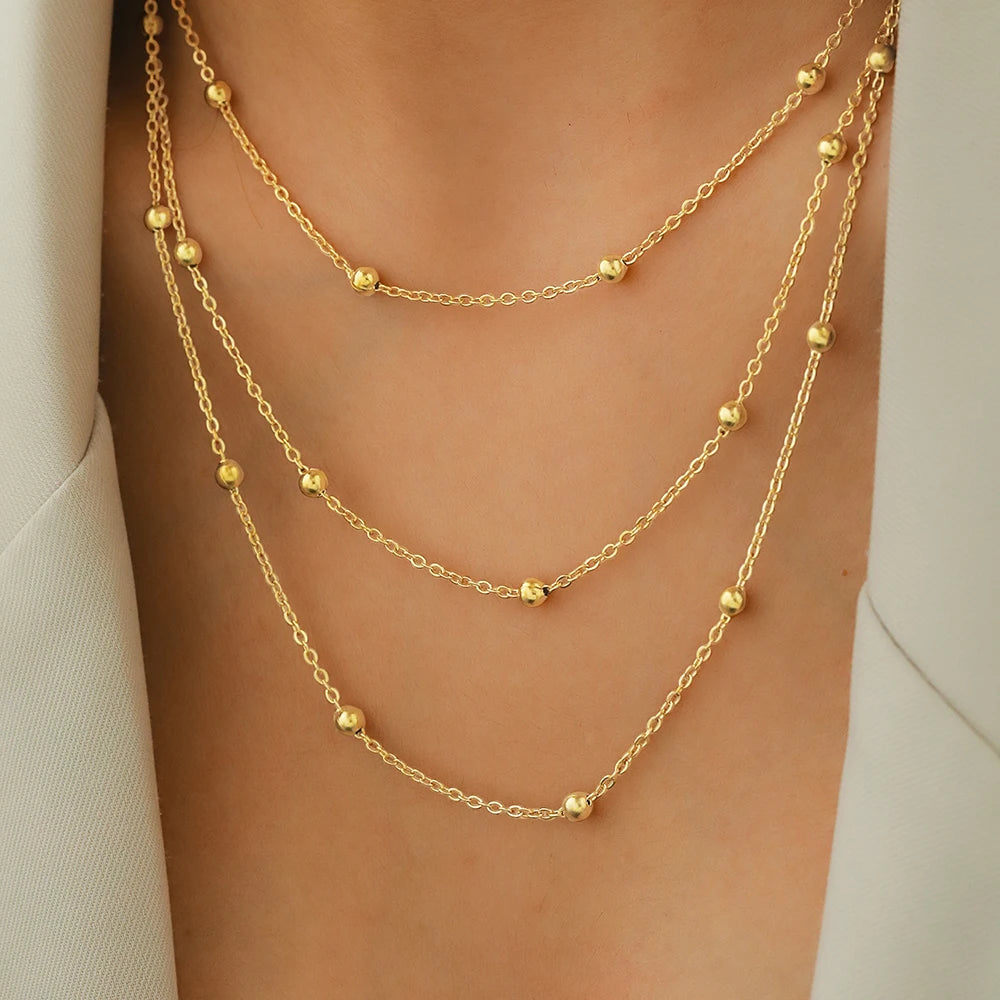 High-End Stainless Steel Multi-Layer Beads Necklace