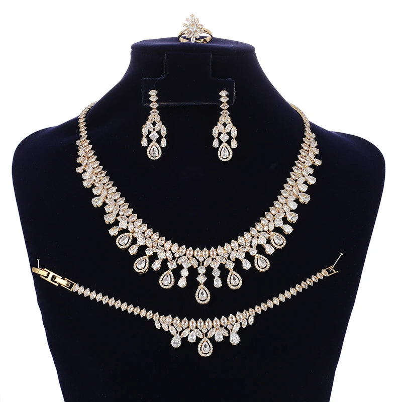 Retro Zircon Engagement Jewelry Set