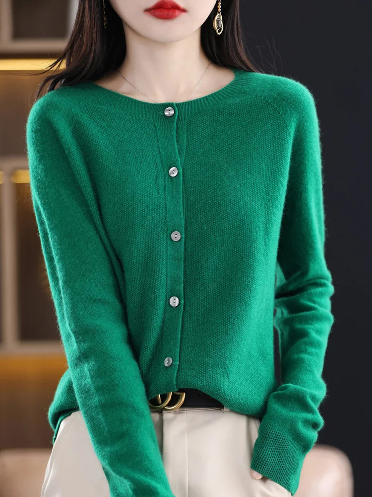 Addonee Women's 100% Merino Wool Cardigan