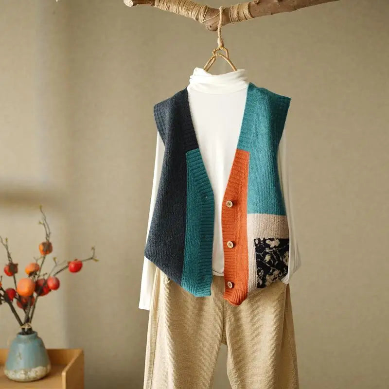 Retro Knitted Sweater Vest for Women
