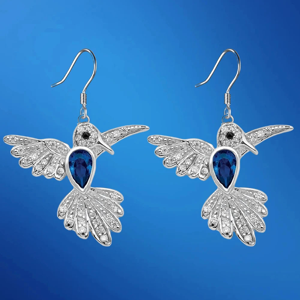 Dark Blue Spinel Hummingbird Jewelry Set