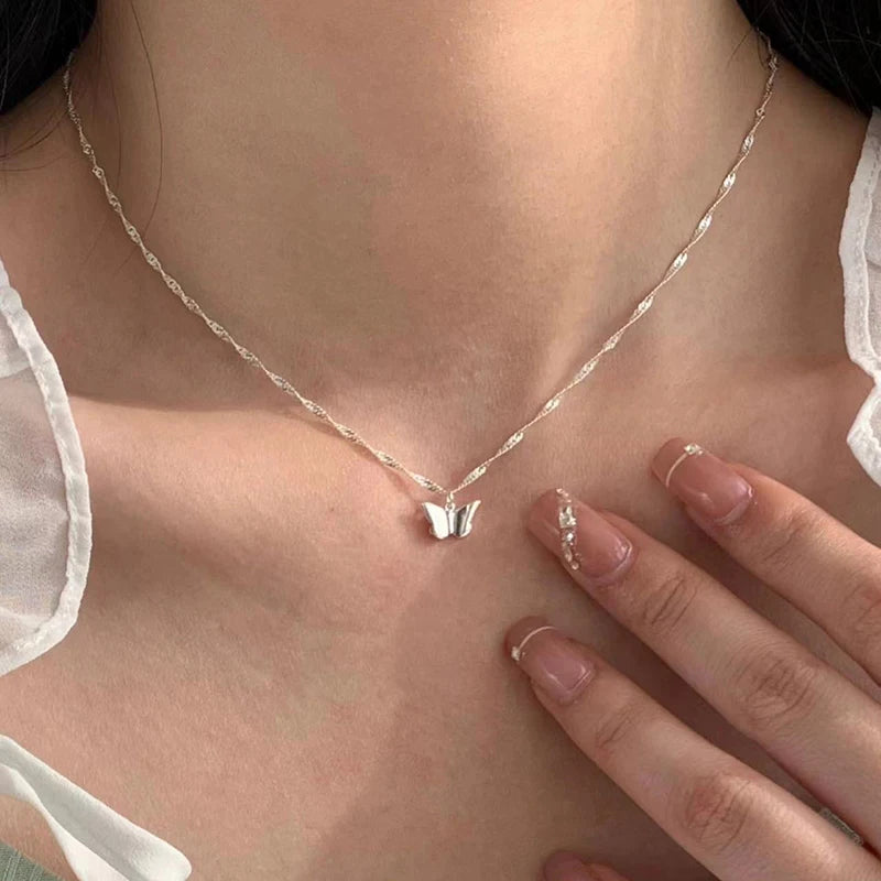 925 Sterling Silver Butterfly Pendant Necklace