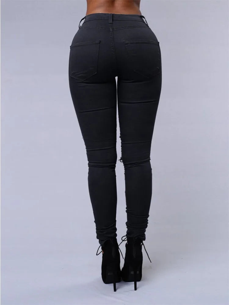 Fashionable Solid Color Slim Fit Jeans