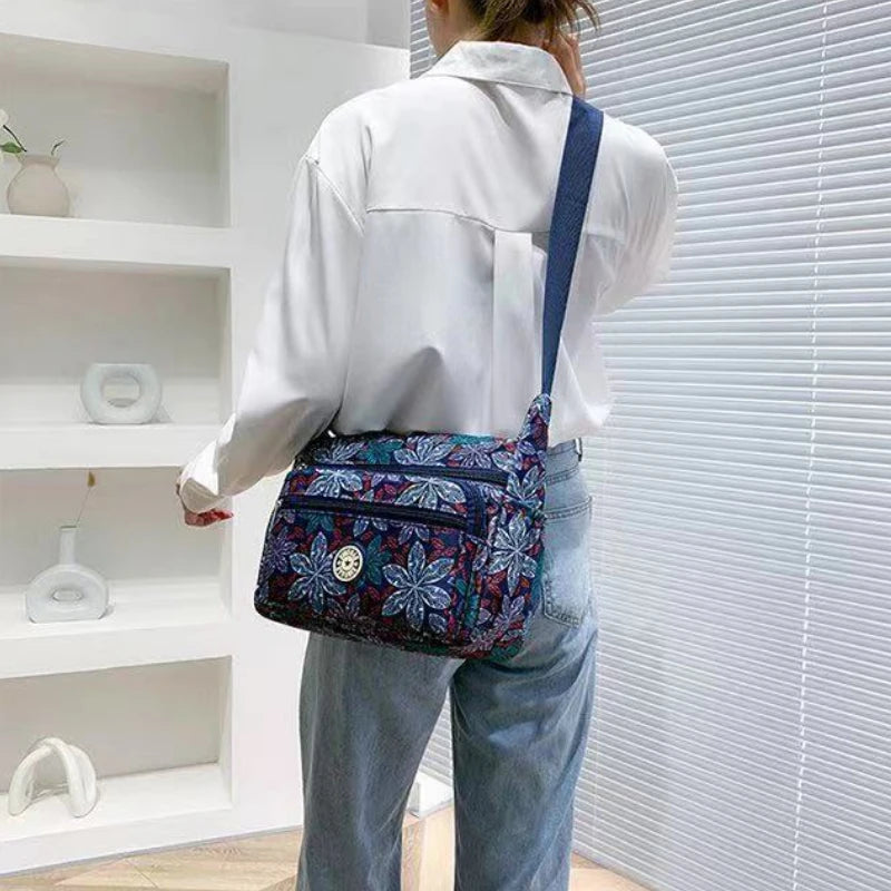 Large Capacity Nylon Flower Shoulder Bag