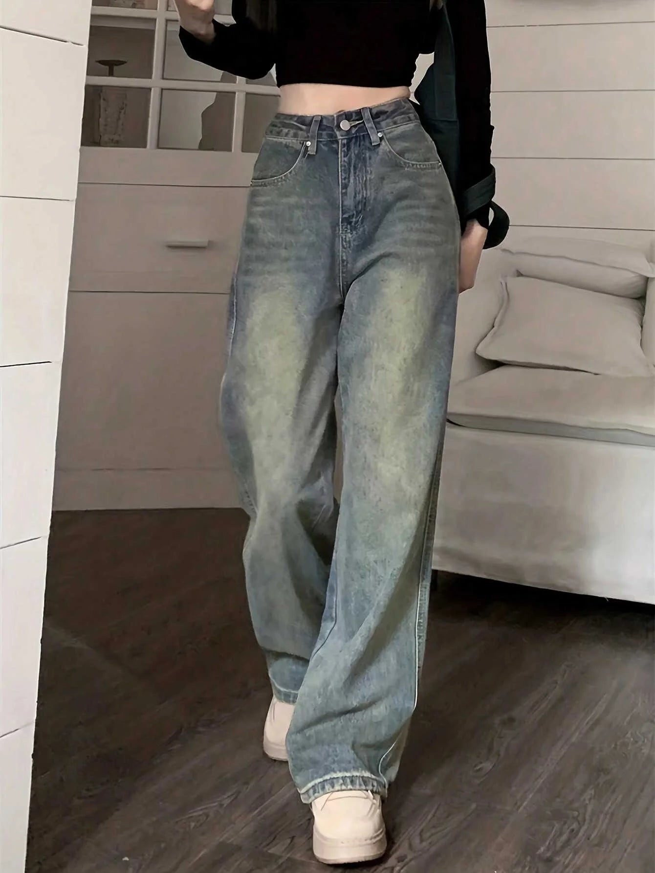 Retro High Waist Wide Leg Jeans