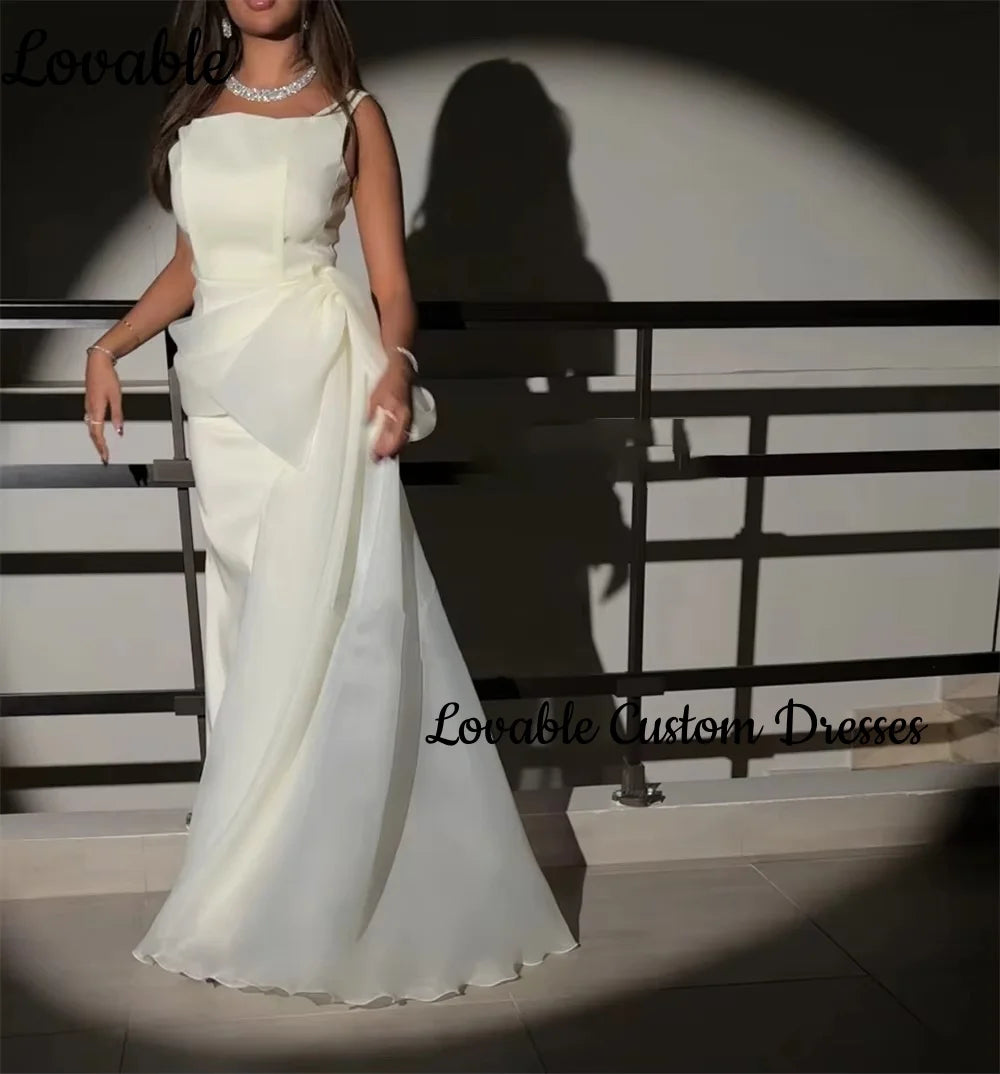 Birthday Dresses Luxury Customize Sheath Square Neckline Dresses For Prom Floor-Length Sleeveless Zipper Up Dresses For Special