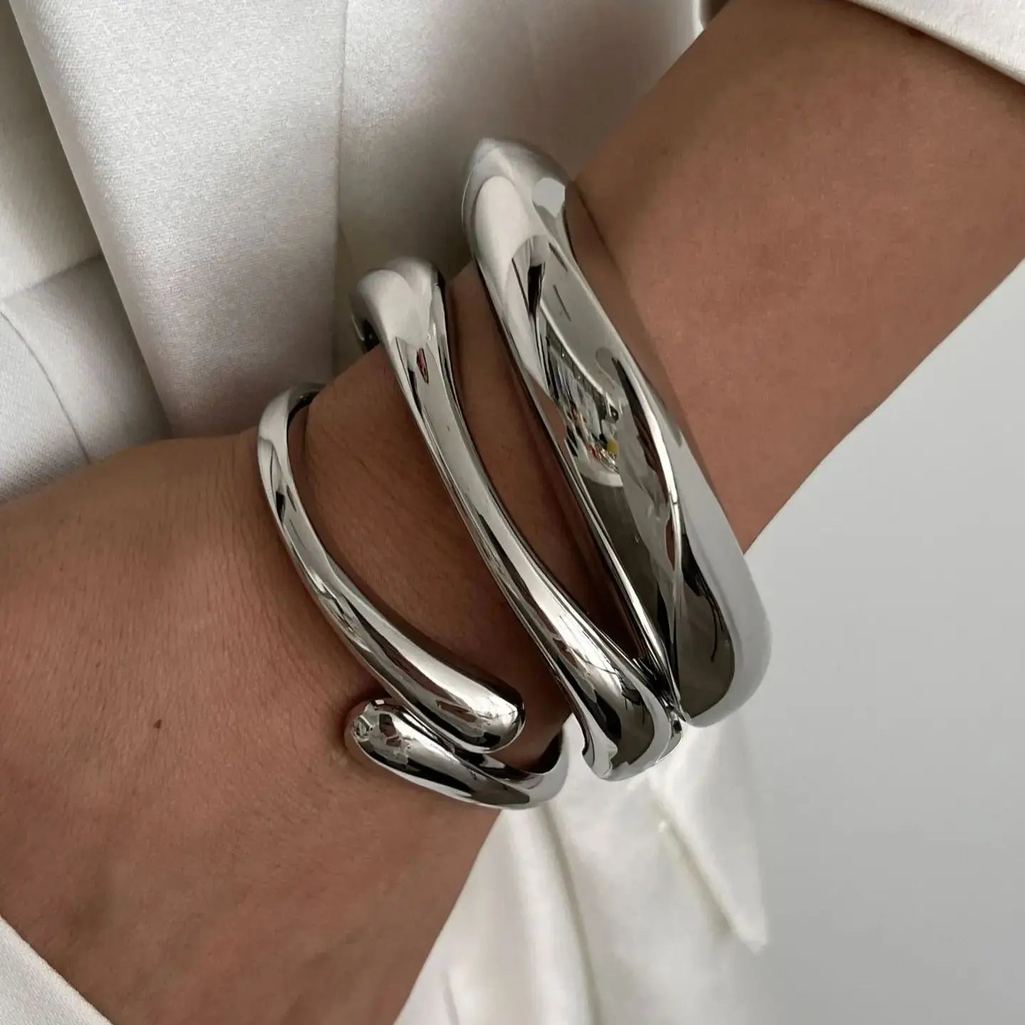 Vintage Hip Hop Metal Cuff Bangles Set
