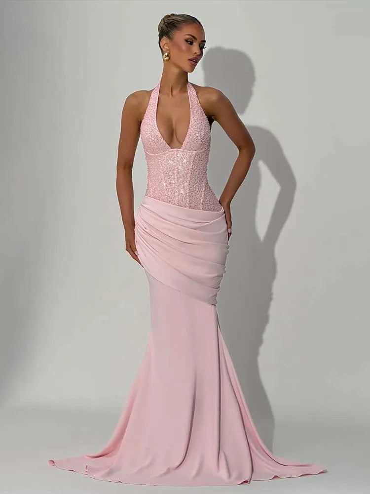 Townlike Slim Bodycon Maxi Long Dress Women Halter