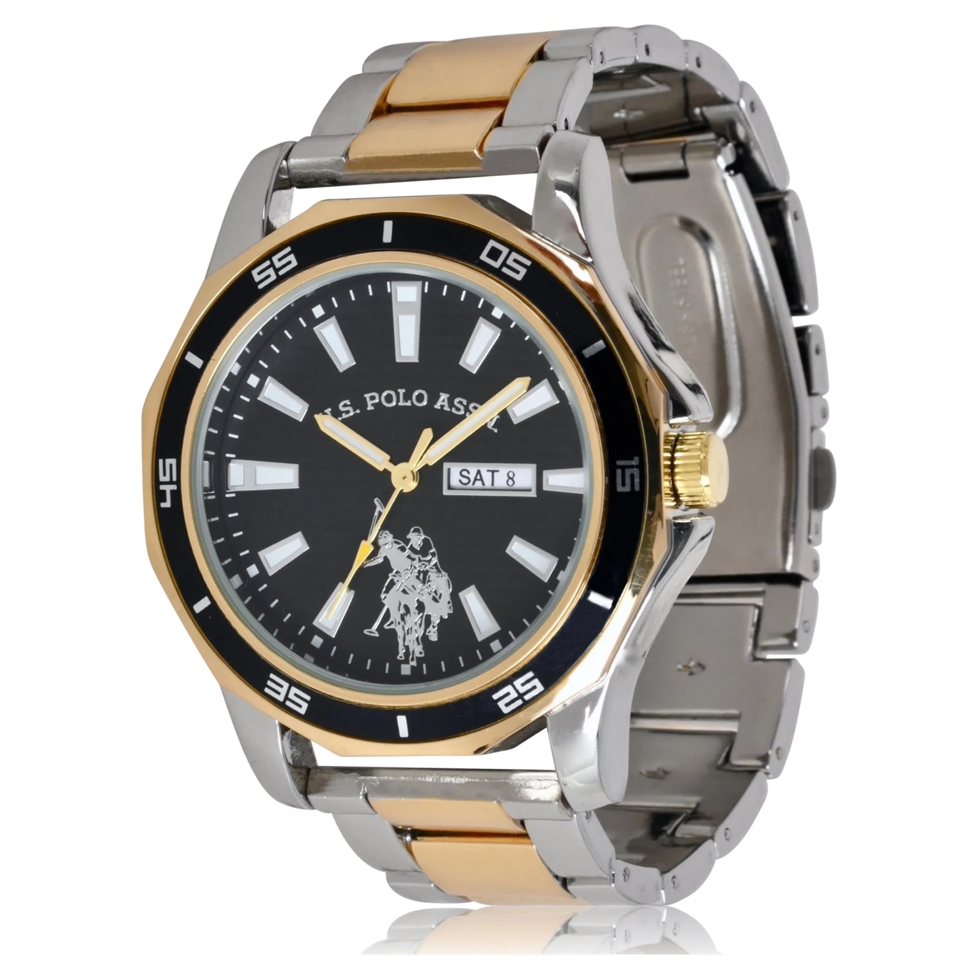 U.S. Polo Assn. Adult Male Classic Watch in Gold and Silver-Tone with Black Dial
