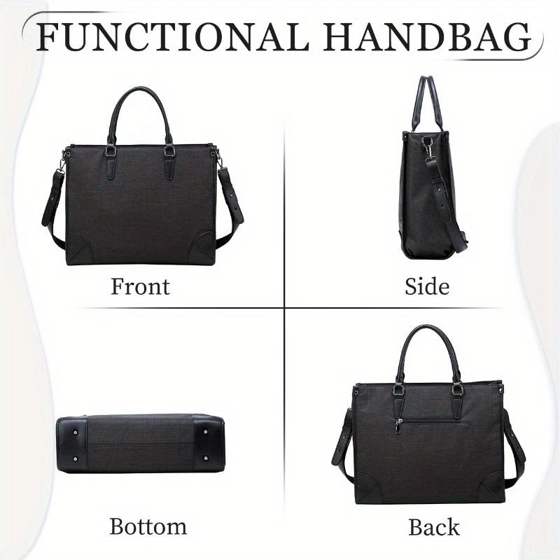 Women's 15.6 Inch PU Leather Laptop Briefcase Tote Bag, business bag