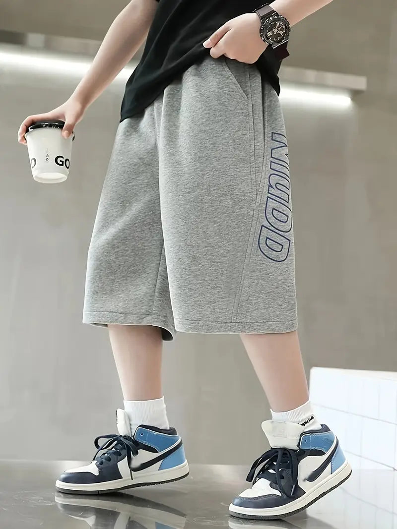 Boys' Summer Loose-Fit Casual Gray Street Style Shorts