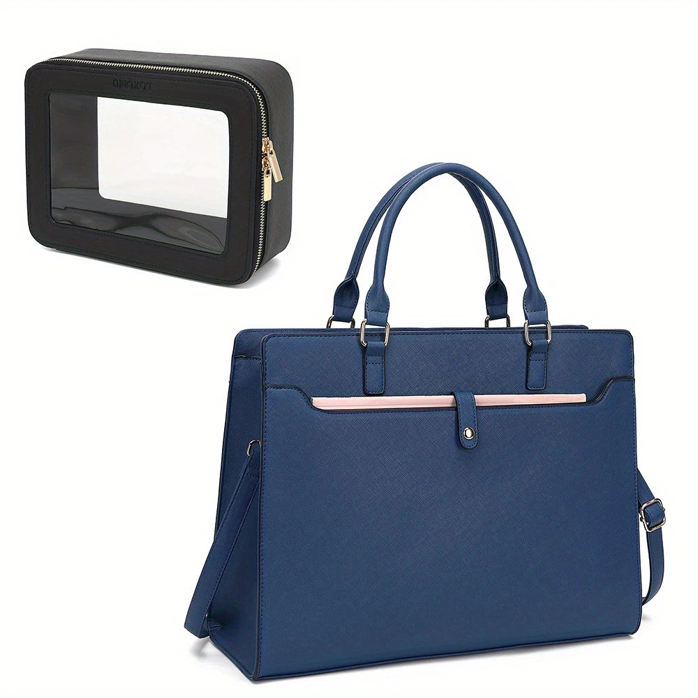 Women, 15.6 Inch Computer Bag with Clear Makeup Bag Large Work Bag for Business Office