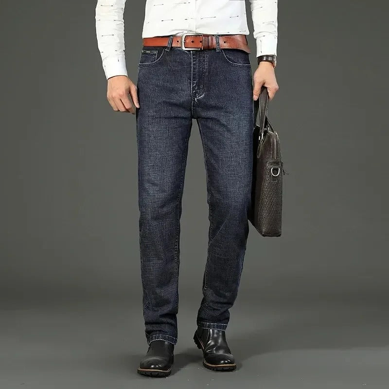 Men’s Business Casual Stretch Straight-Leg Jeans