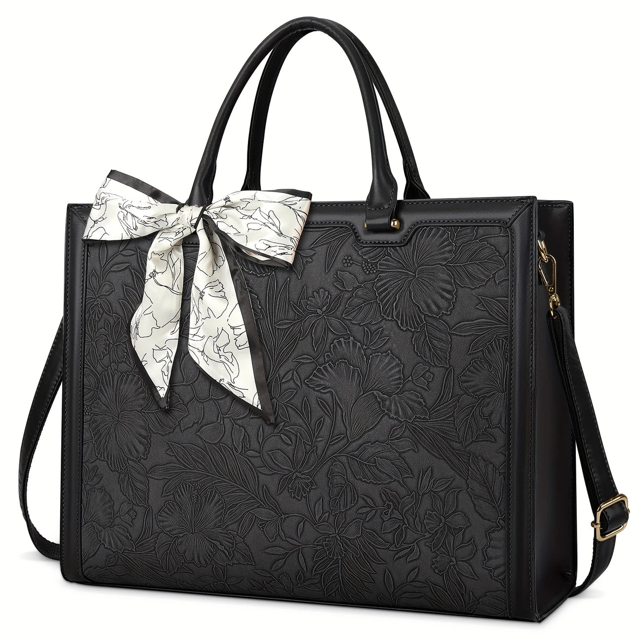 Women's Business Office Briefcase Large Capacity Handbag Shoulder Bag Suntan