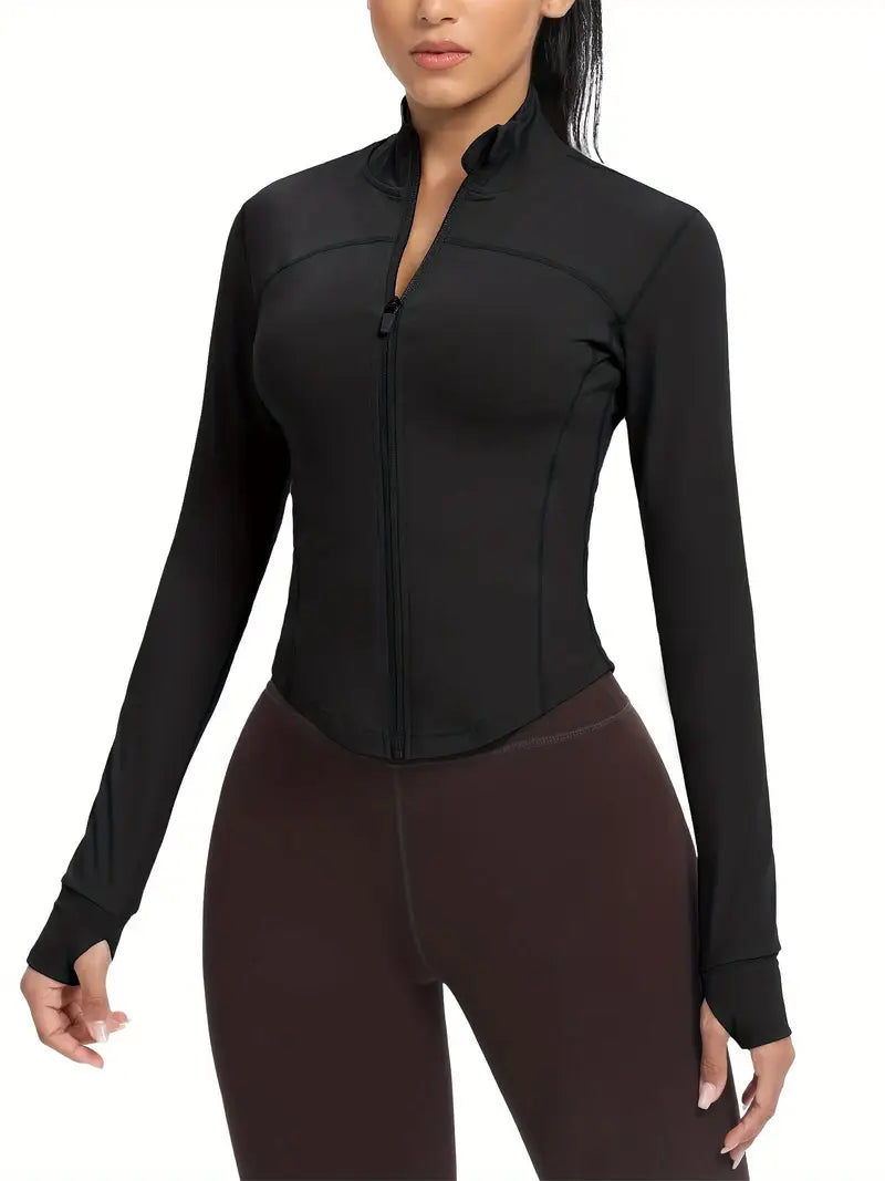 Women'S Sports Jacket Slim Fit Full Zip Athletic Running Workout