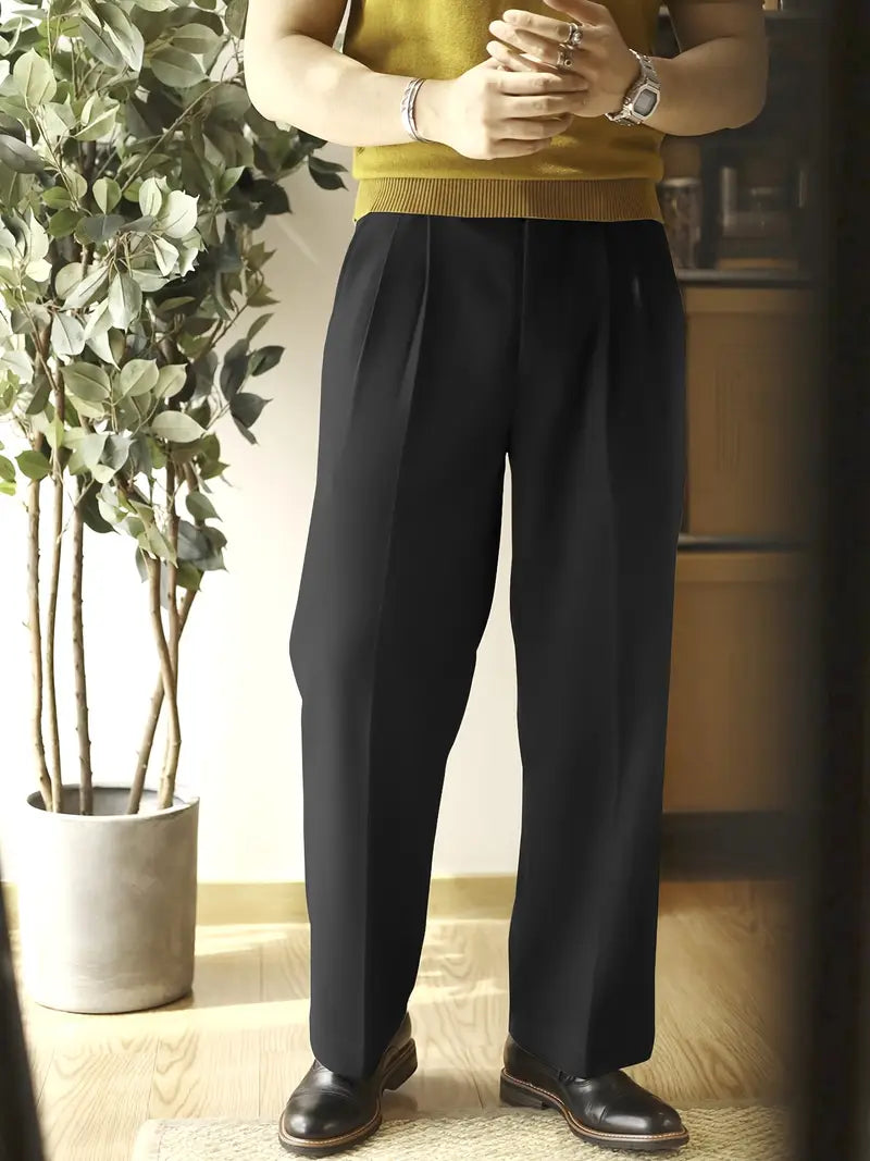 Men’s Solid Color Draped Chino Pants