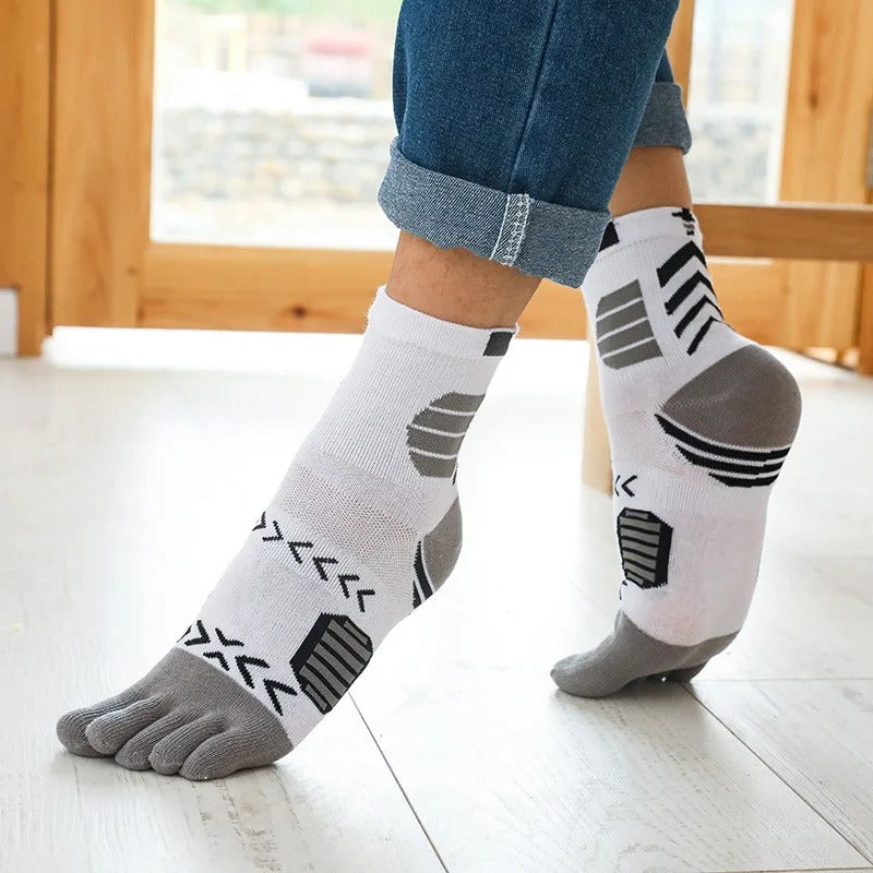 Men’s Colorful 5-Toe Sport Socks – 5 Pairs