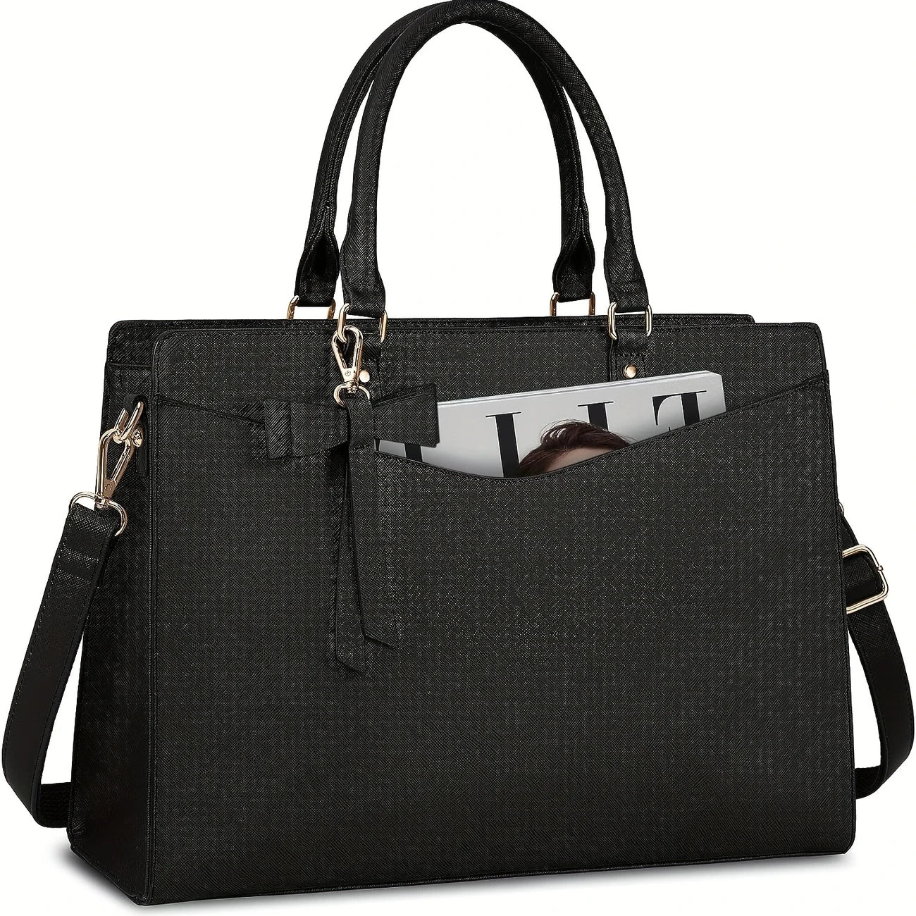 Women 15.6 Inch PU Tote Bag Business Office Work Bag Waterproof Briefcase