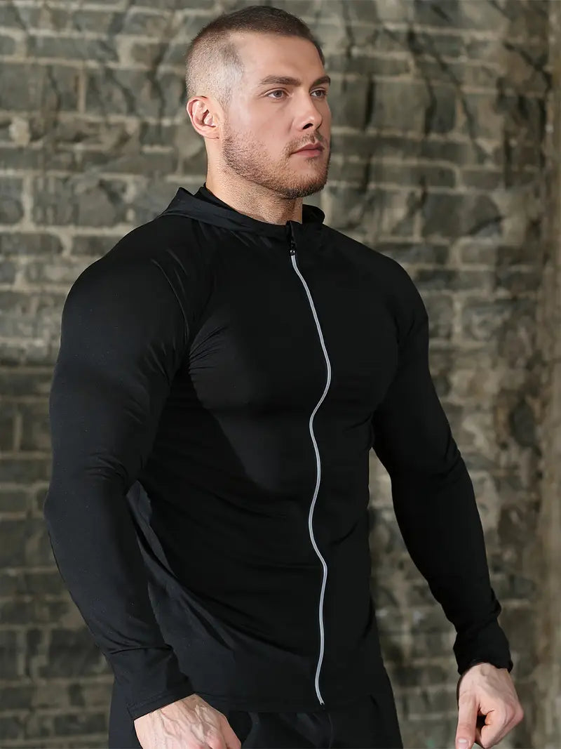 Men's Hooded Gym Jacket with Zipper