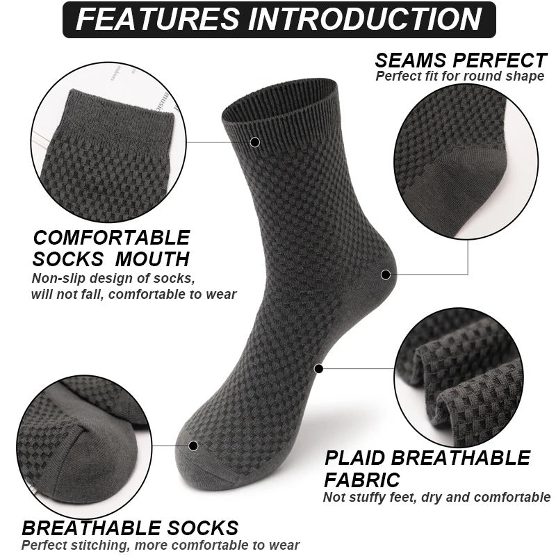 Men’s Bamboo Fiber Business Socks – 10 Pairs