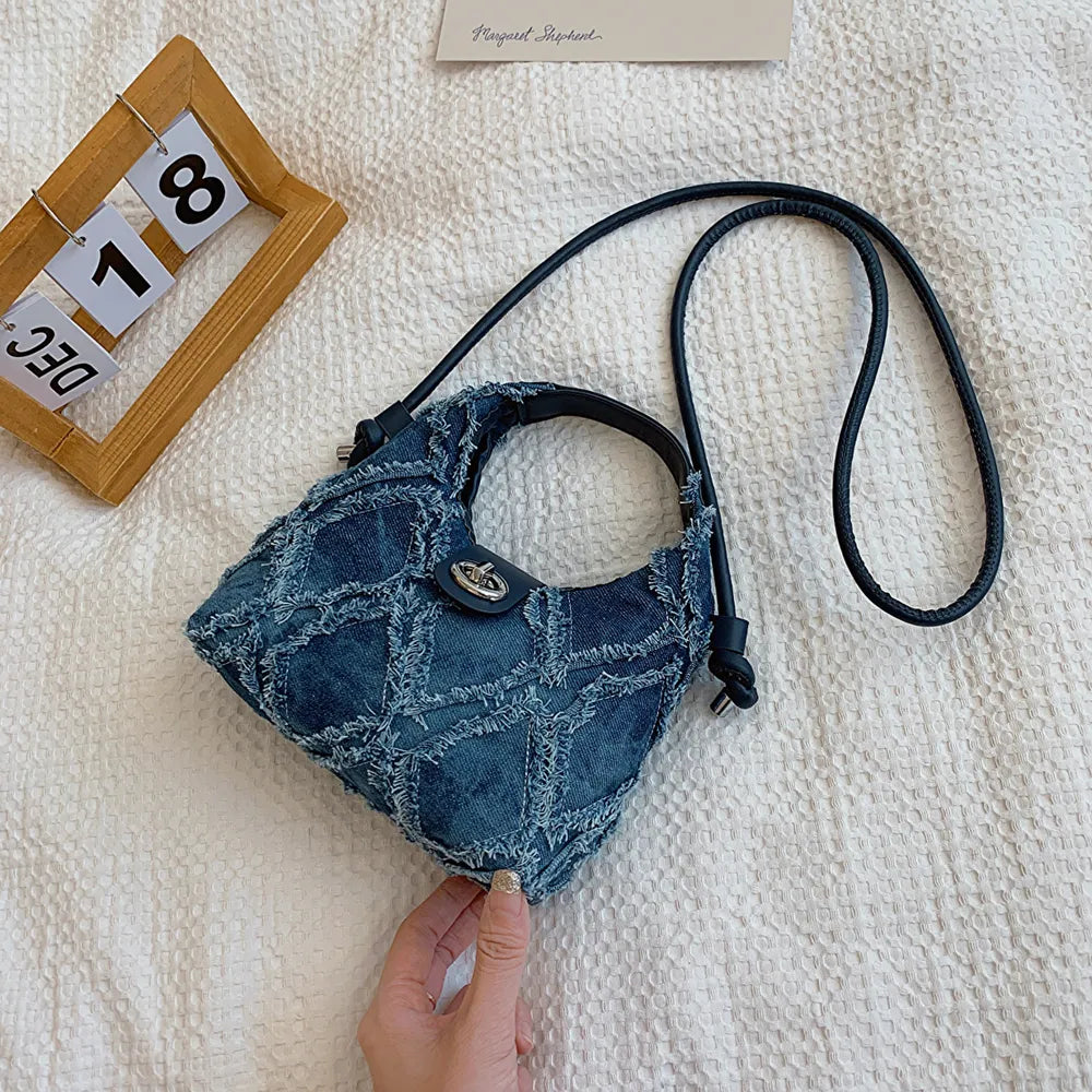 Quilted Raw Hem Mini Crossbody Bag