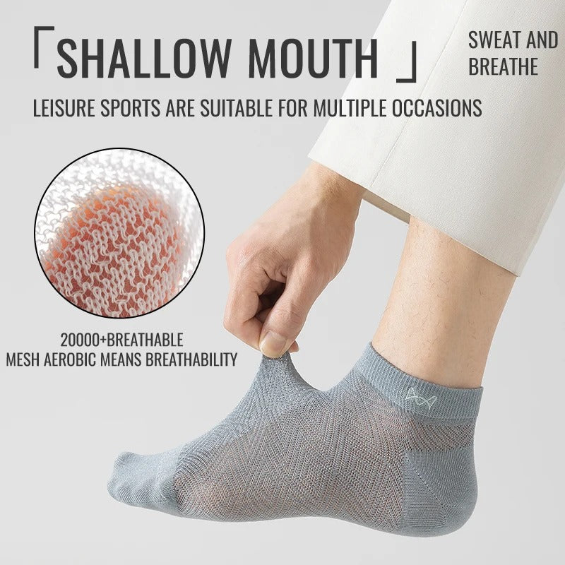 Men’s Ice Silk Bamboo Ankle Socks – 5 Pairs