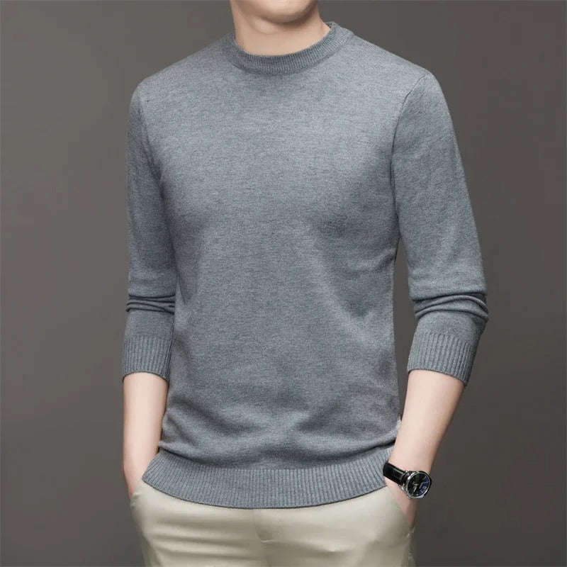 Men's Solid Color Round Neck Sweater